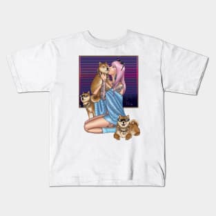 Kimono girl with Shibas Kids T-Shirt